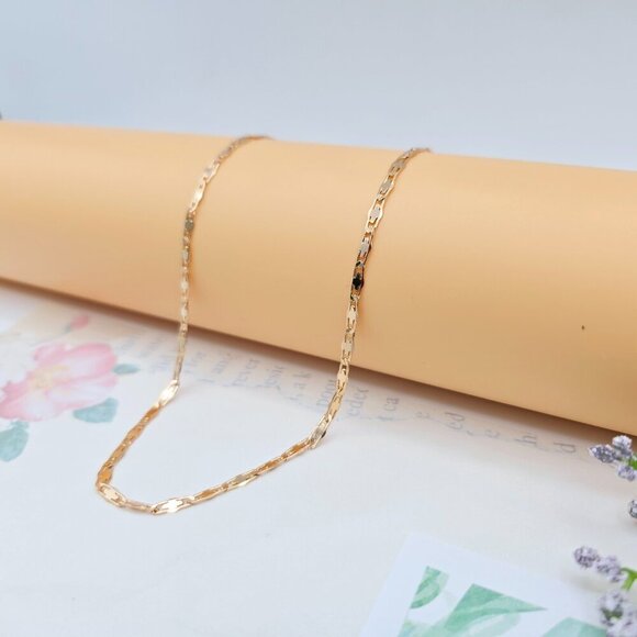 Rose Gold Flat Geometric Link Necklace for Women - 45+5cm Adjustable, XPNL0057 - Picture 2 of 12